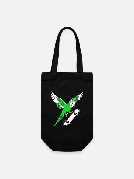 Grüner Skateparrot Cartoon - Geschenkbeutel für Flaschen - Schwarz