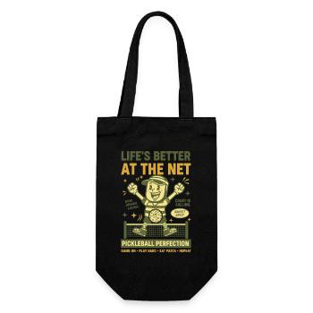 Pickleball Lifes Better At The Net Funny Player - Gift Bag for Bottles - black - Front