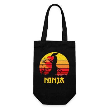 Silhouette de Ninja du Coucher de Soleil - Sac à bouteille - noir - Devant