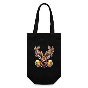 Geweih Bier Motiv - Geschenkbeutel für Flaschen - Schwarz - Vorne