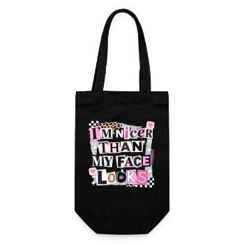 Nicer Than My Face Looks - Geschenkbeutel für Flaschen - Schwarz - Vorne