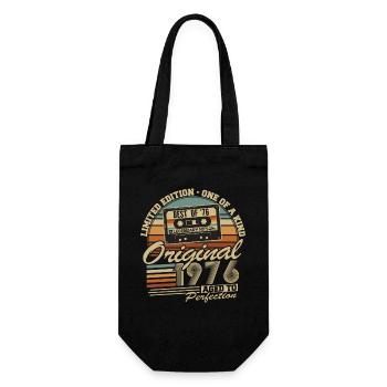 Original 1976 Jahrgang Vintage Geburtstag Retro - Geschenkbeutel für Flaschen - Schwarz - Vorne