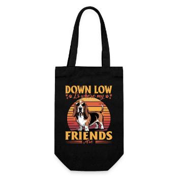 Funny Dog Breed Basset Hound - Geschenkbeutel für Flaschen - Schwarz - Vorne