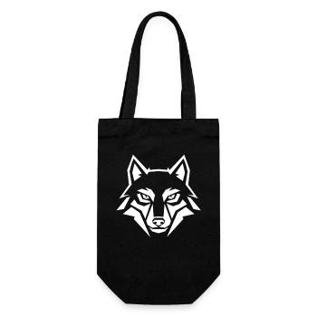 Tête de loup géométrique – Animal tribal - Sac à bouteille - noir - Devant