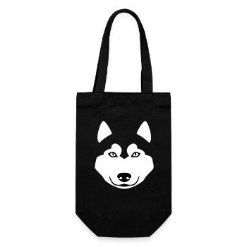 Tête de loup minimaliste – silhouette animale - Sac à bouteille - noir - Devant