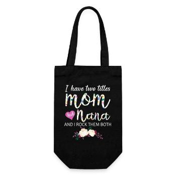 Mom Nana Gift Idea Floral Shirt - Gift Bag for Bottles - black - Front