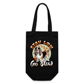 Funny Dog Breed Basset Hound - Geschenkbeutel für Flaschen - Schwarz - Vorne