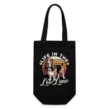 Funny Dog Breed Basset Hound - Geschenkbeutel für Flaschen - Schwarz - Vorne