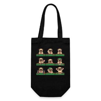 Lustiger Mops Poker Kartenspiel Hund - Geschenkbeutel für Flaschen - Schwarz - Vorne