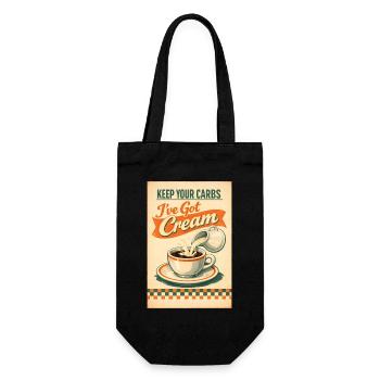 Carbs weg, Sahne her | Keto Retro - Geschenkbeutel für Flaschen - Schwarz - Vorne
