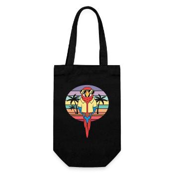 Cooler Papagei Retro Sommer Palmen - Geschenkbeutel für Flaschen - Schwarz - Vorne