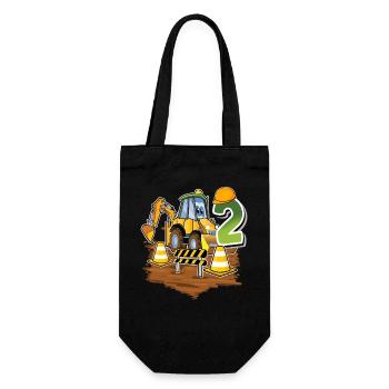 2 excavators 2nd birthday - Gift Bag for Bottles - black - Front