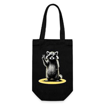 Waschbär Peace - Geschenkbeutel für Flaschen - Schwarz - Vorne