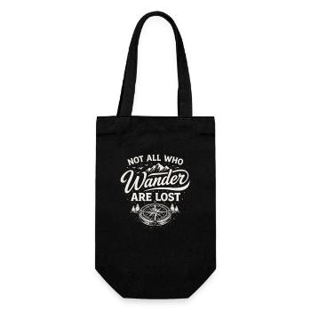 Not All Who Wander Are Lost – Outdoor Spruch - Geschenkbeutel für Flaschen - Schwarz - Vorne
