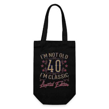 40th Birthday Vintage Funny Saying - Gift Bag for Bottles - black - Front