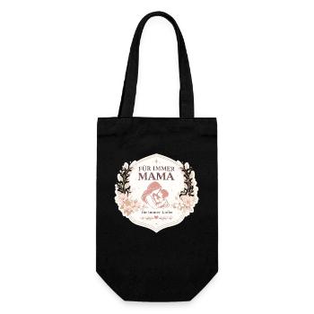 Für immer Mama Blumenmotiv voller Liebe - Geschenkbeutel für Flaschen - Schwarz - Vorne