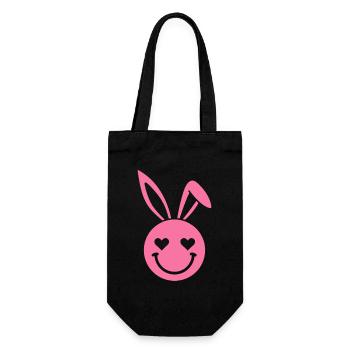 Pink Bunny Herzaugen - Geschenkbeutel für Flaschen - Schwarz - Vorne