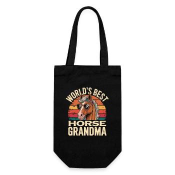  Worlds Best Horse Grandma Lustige Pferde Oma - Geschenkbeutel für Flaschen - Schwarz - Vorne