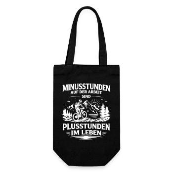 Minusstunden auf der Arbeit Plusstunden im Leben - Geschenkbeutel für Flaschen - Schwarz - Vorne