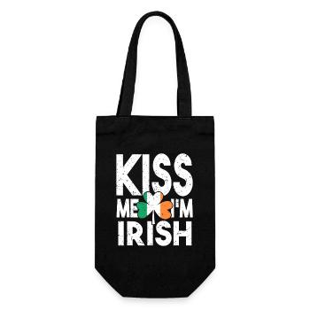 Kiss Me Irish Shamrock - Gift Bag for Bottles - black - Front