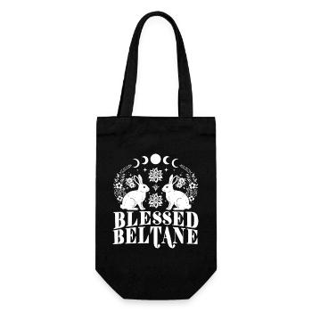 Bénédictions de Beltane Lapin païen du 1er mai - Sac à bouteille - noir - Devant