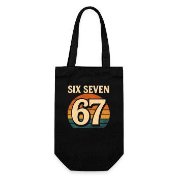 Six Seven 67 Italian Brainrot Retro Sunset Meme - Gift Bag for Bottles - black - Front