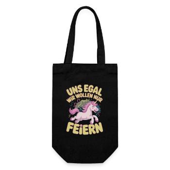  Uns Egal Wir Wollen Nur Feiern Einhorn Party - Geschenkbeutel für Flaschen - Schwarz - Vorne