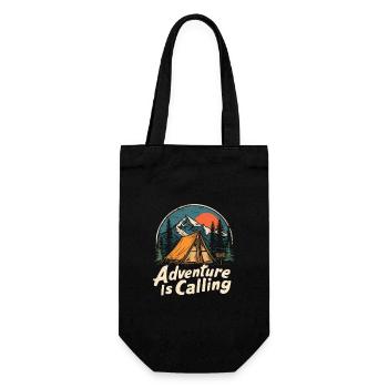 Camping Abenteuer Spruch Adventure Is Calling Camp - Geschenkbeutel für Flaschen - Schwarz - Vorne