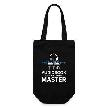 Hörbuch Spruch - Audiobook Addict Multitasking - Geschenkbeutel für Flaschen - Schwarz - Vorne