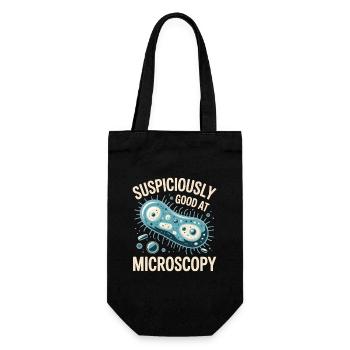 Suspiciously good at the microscope | Microbiology - Gift Bag for Bottles - black - Front