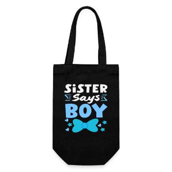 Schwester Sagt Junge Gender Reveal Party - Geschenkbeutel für Flaschen - Schwarz - Vorne