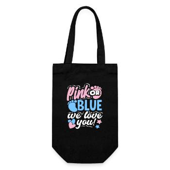 Pink Oder Blau Wir Lieben Dich Gender Reveal - Geschenkbeutel für Flaschen - Schwarz - Vorne
