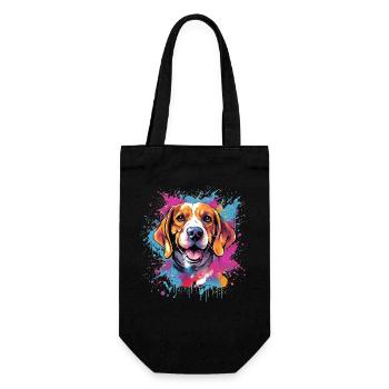 Bunter Beagle Splash Art Dog - Geschenkbeutel für Flaschen - Schwarz - Vorne