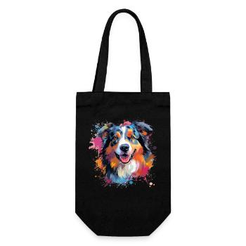 Australian Shepherd Colorful Dog Splash Art - Gift Bag for Bottles - black - Front