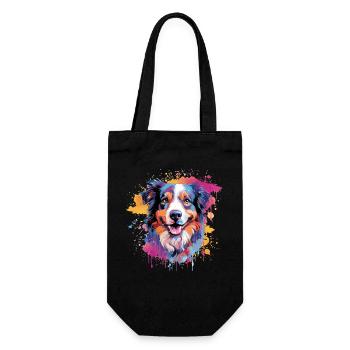 Colorful Australian Shepherd Dog Splash Art - Gift Bag for Bottles - black - Front