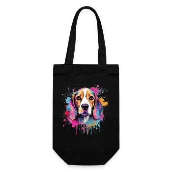 Beagle Color Splash Kunstporträt - Geschenkbeutel für Flaschen - Schwarz - Vorne