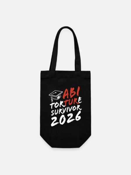 Abi Torture Survivor 2026 - Es war eine Folter - Geschenkbeutel für Flaschen - Schwarz