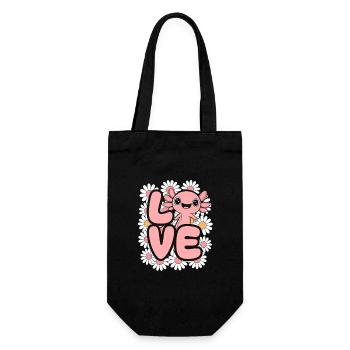 Love Daisy Bloom Kawaii Axolotl - Gift Bag for Bottles - black - Front