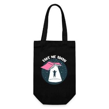 Funny Book UFO Take Me Away - Reader Bookaholic - Gift Bag for Bottles - black - Front