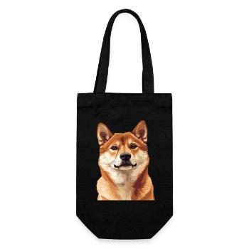 Shiba Inu Portrait Illustration - Sac à bouteille - noir - Devant