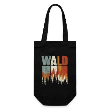 Waldliebe Natur Wandern Retro Abenteuer - Geschenkbeutel für Flaschen - Schwarz - Vorne