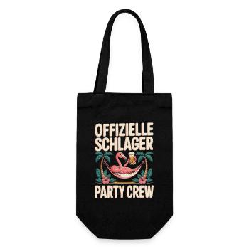 Schlager Party Crew Mallorca Flamingo JGA Malle - Geschenkbeutel für Flaschen - Schwarz - Vorne