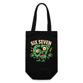 Six Seven 67 Zombie Horror Humor Italian Brainrot - Geschenkbeutel für Flaschen - Schwarz - Vorne