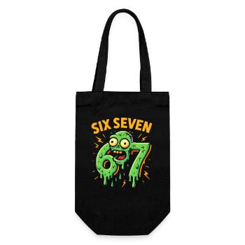 Six Seven 67 Zombie Horror Humor Italian Brainrot - Geschenkbeutel für Flaschen - Schwarz - Vorne