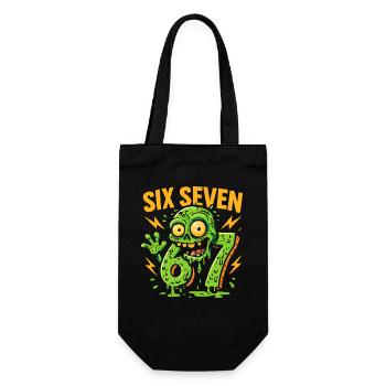 Six Seven 67 Zombie Horror Humor Italian Brainrot - Geschenkbeutel für Flaschen - Schwarz - Vorne