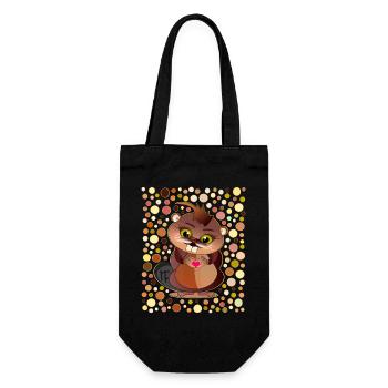 Beaver Dots - Gift Bag for Bottles - black - Front