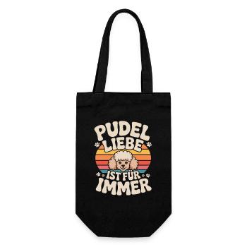  Pudel Liebe Ist Für Immer Retro Pudel Kopf Hund - Geschenkbeutel für Flaschen - Schwarz - Vorne