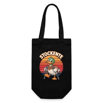  Stockente Lustiges Wortspiel Ente Mit Krücken - Geschenkbeutel für Flaschen - Schwarz - Vorne