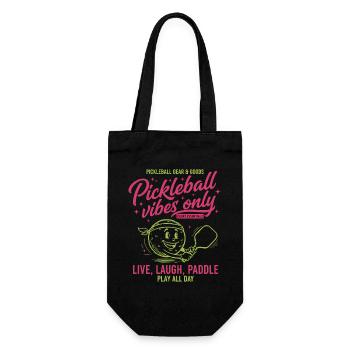 Pickleball Vibes Only Funny Player Love Pickleball - Gift Bag for Bottles - black - Front
