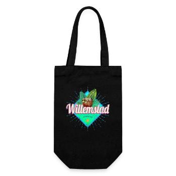 Willemstad Curacao Retro Holiday Caribbean Souvenir - Gift Bag for Bottles - black - Front
